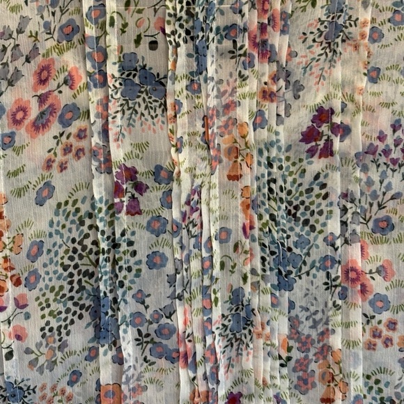 Sundance Floral Pleated Sheer Pintuck Dolman Boho Flowy Blouse Size Medium - Picture 6 of 6